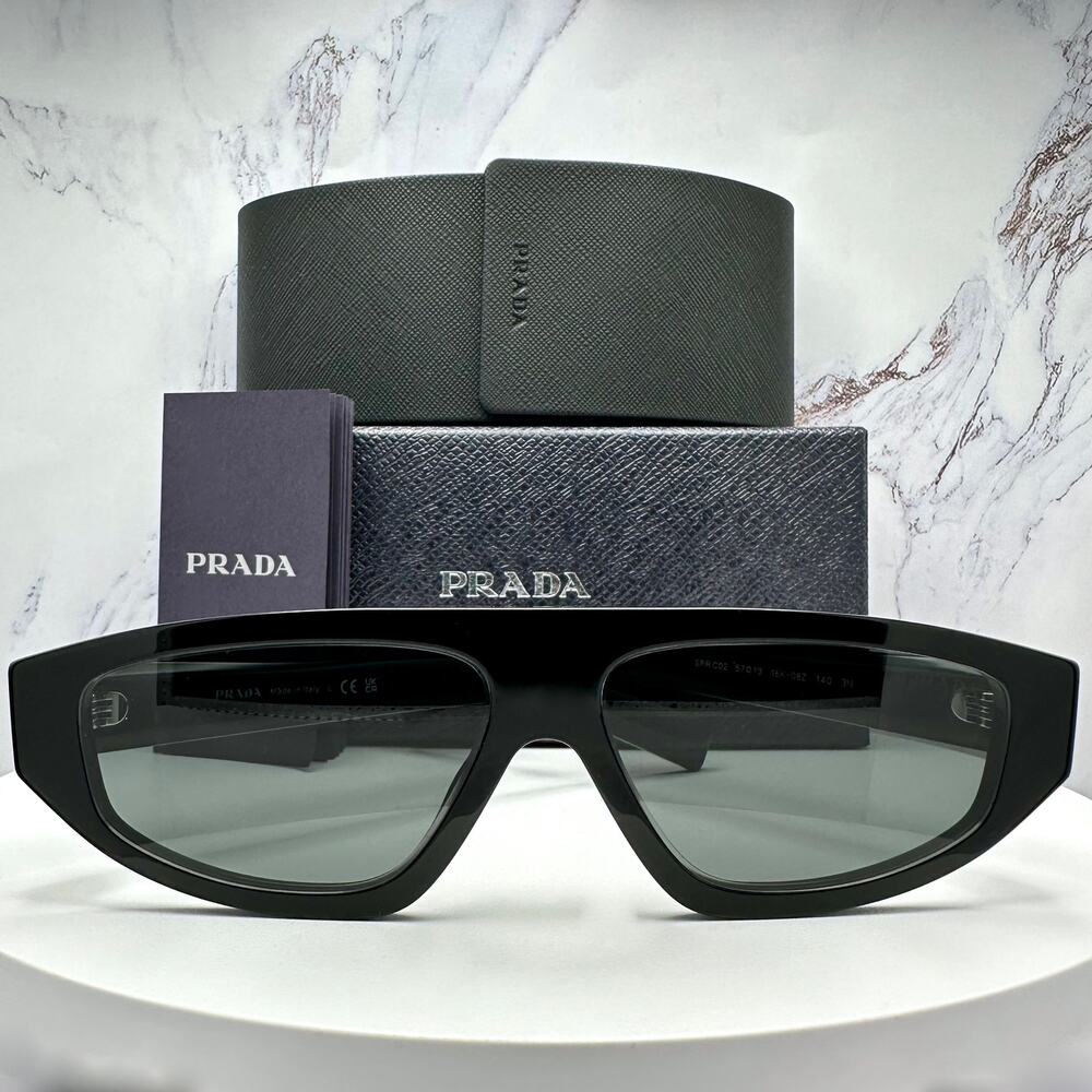 New PRADA Sunglasses Black Gray Lens 57-13-140 Authentic Prada - Picture 5 of 16
